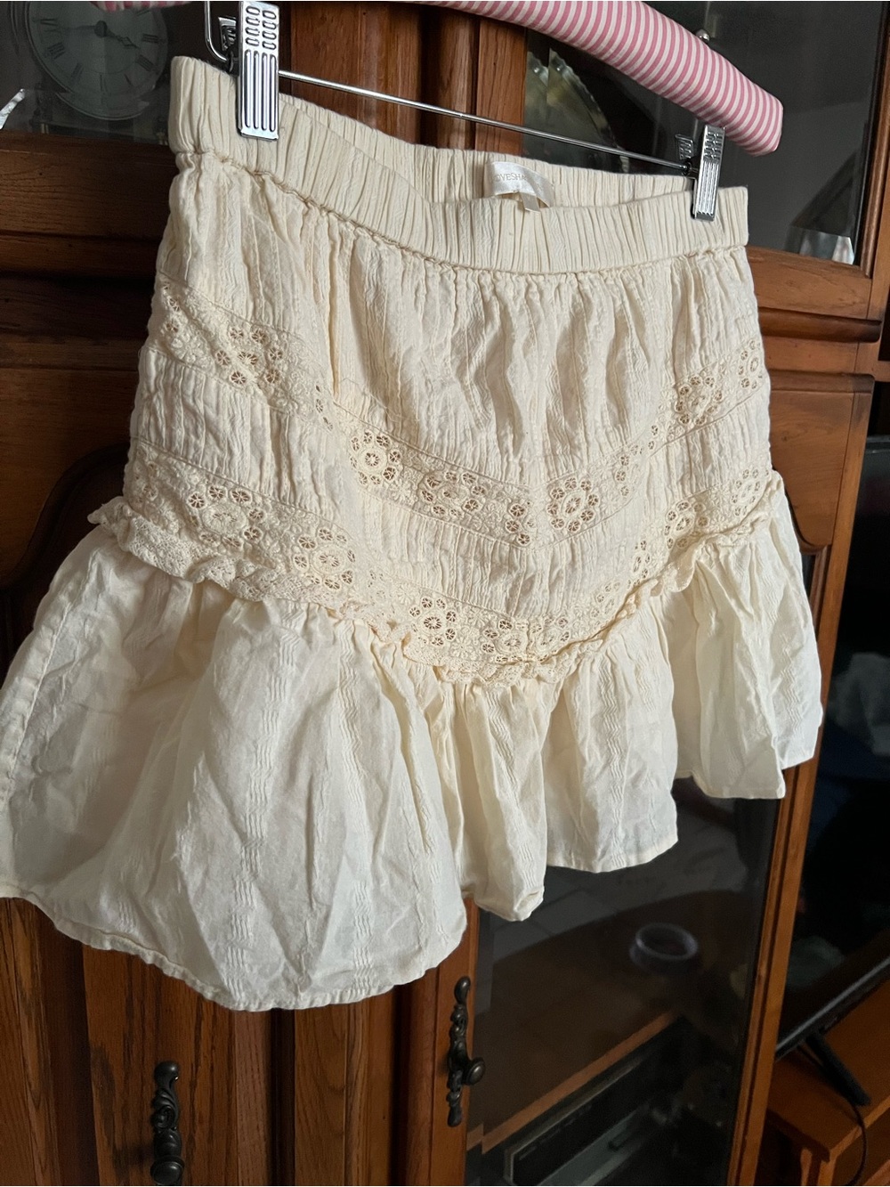 LoveShackFancy Cream Eyelet Tiered Skirt - Picture 3 of 11